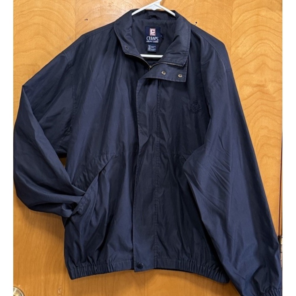 Chaps Ralph Lauren Harrington Jacket Men L Wndbreaker Bomber Mechanics Navy Zip‎